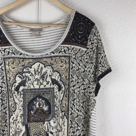 SOLD l Exotic Elephant Floral Striped Shirt - Picture 2 of 9